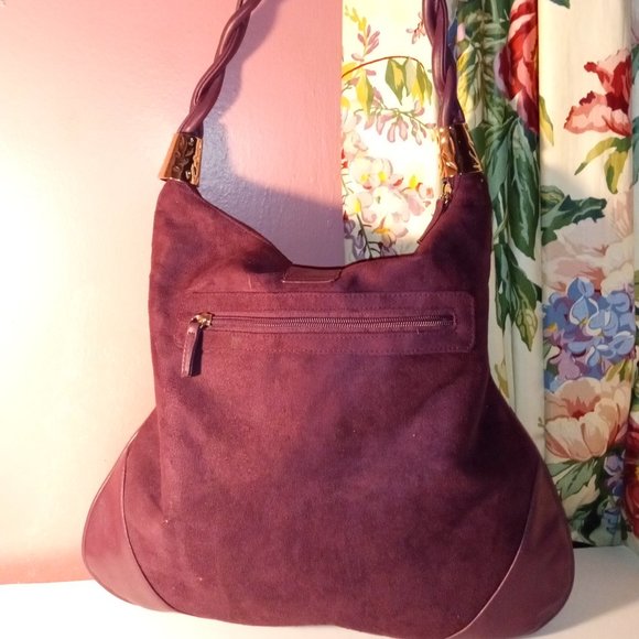 NEW PURPLE SQUARED BY SONDRA ROBERTS SHOULDER HANDBAG W/ ROPE STRAP & TASSIL - Picture 4 of 13